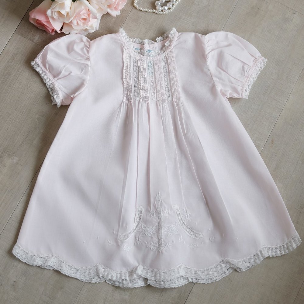 Pink Detailed Lace Slip Dress Feltman Brothers Heirloom Special Occasion NWT